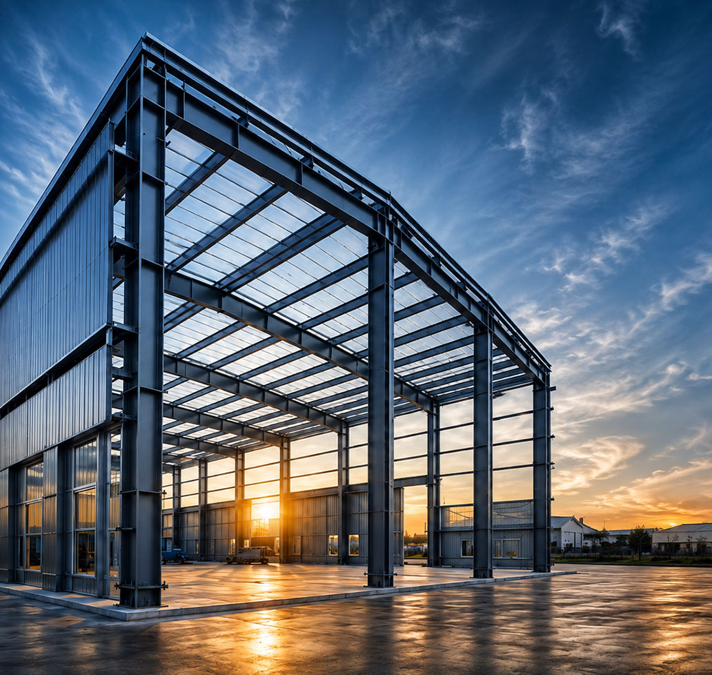 Pre-engineered steel building frame