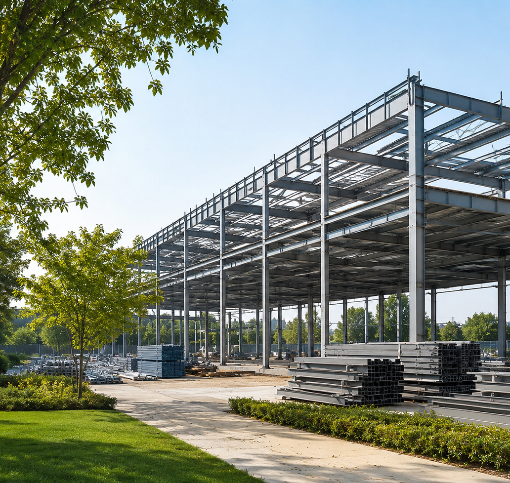 Large steel warehouse structure